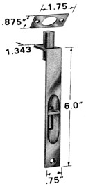 6" flush bolt